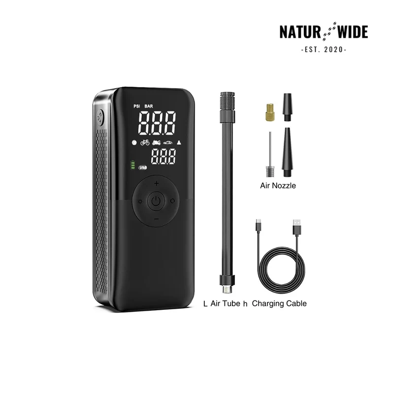 Cordless Tire Inflator – Portable Digital Air Pump & Power Bank