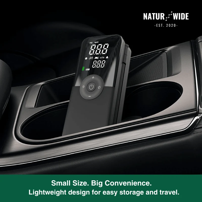 Cordless Tire Inflator – Portable Digital Air Pump & Power Bank