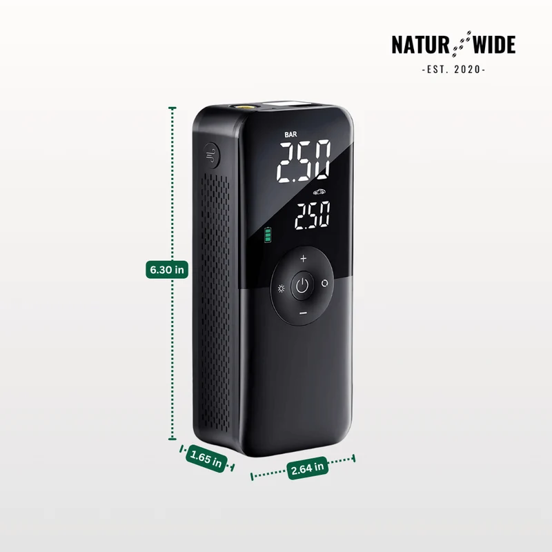 Cordless Tire Inflator – Portable Digital Air Pump & Power Bank