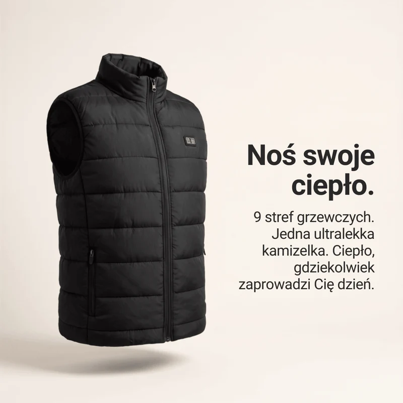 Kamizelka Ogrzewająca z 9 Strefami – Ładowana przez USB i Wodoodporna
