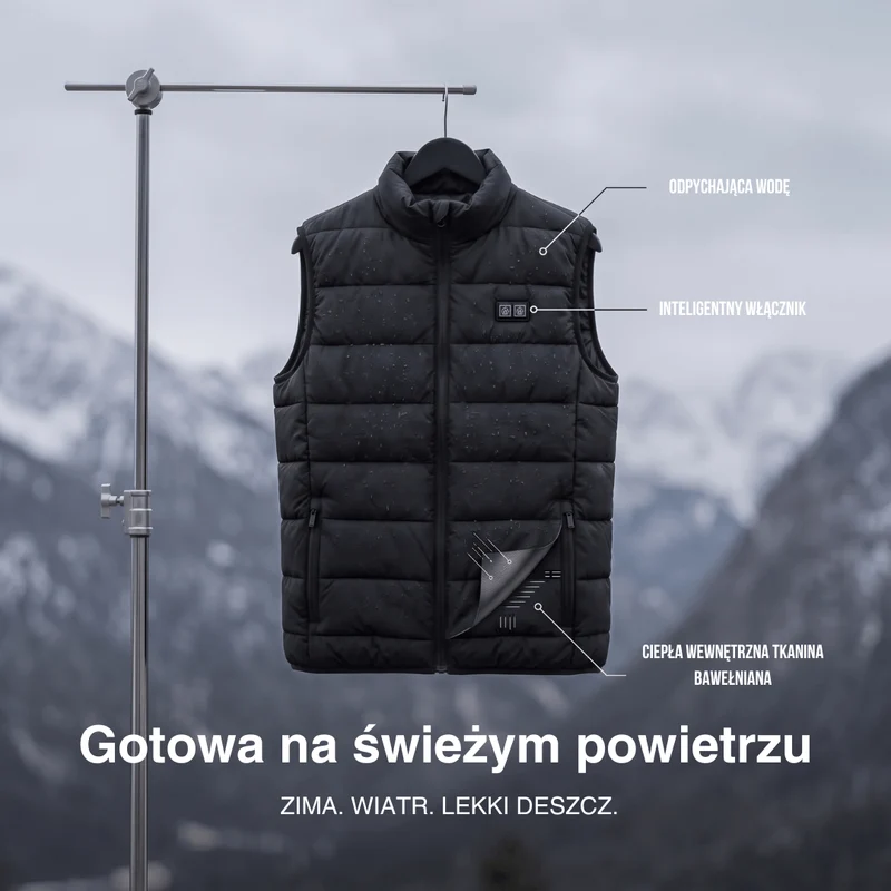 Kamizelka Ogrzewająca z 9 Strefami – Ładowana przez USB i Wodoodporna