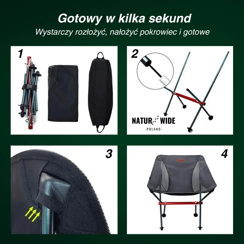 Naturwide Składane Krzesło Kempingowe Pro – Ultralekkie