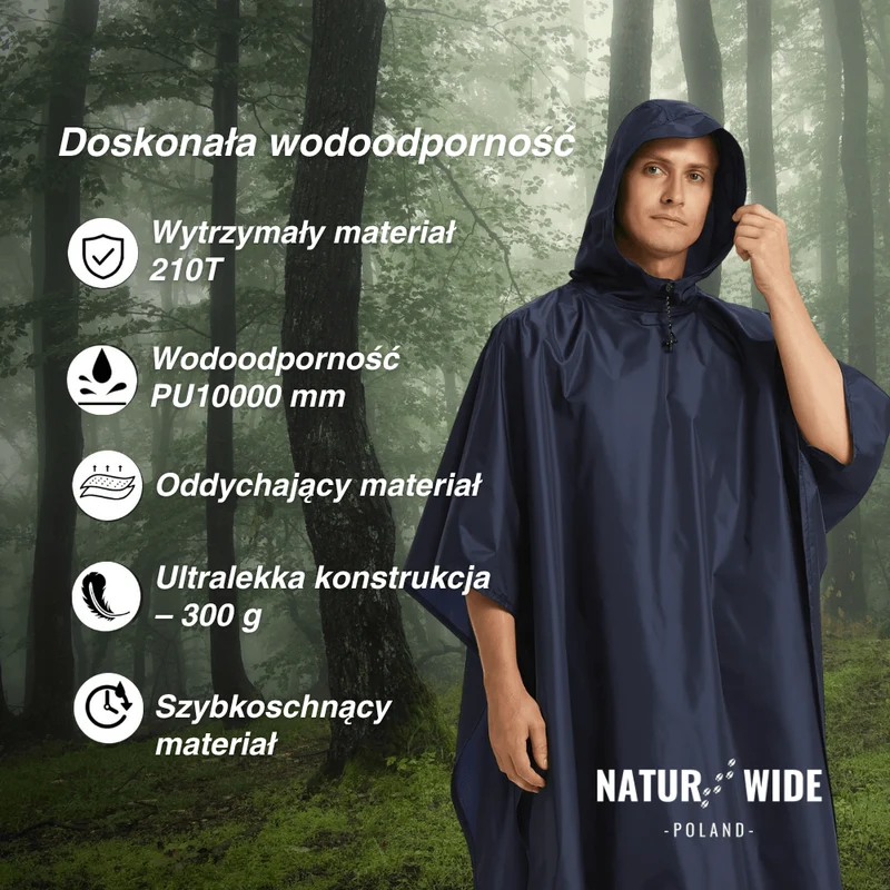 Wielofunkcyjne Ponczo Przeciwdeszczowe 3-w-1 – Folia Gruntowa i Lekki Namiot