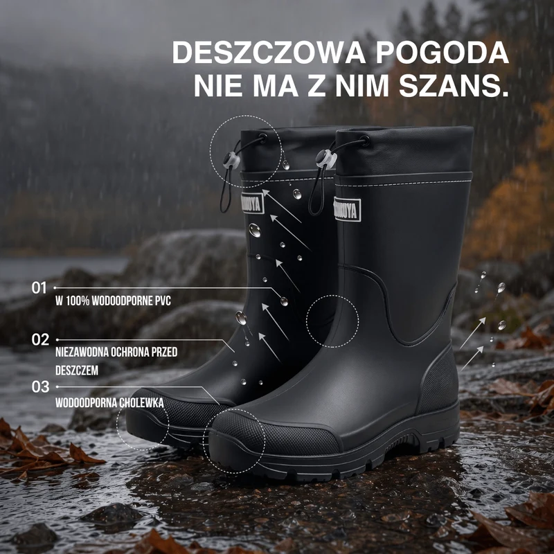 Uniwersalne Wodoodporne Buty Outdoor – Antypoślizgowe z Trwałego PVC
