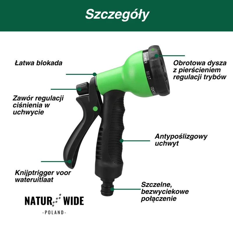 AquaFlex Pro – Elastyczny Wąż Ogrodowy z 8 Funkcjami Natrysku