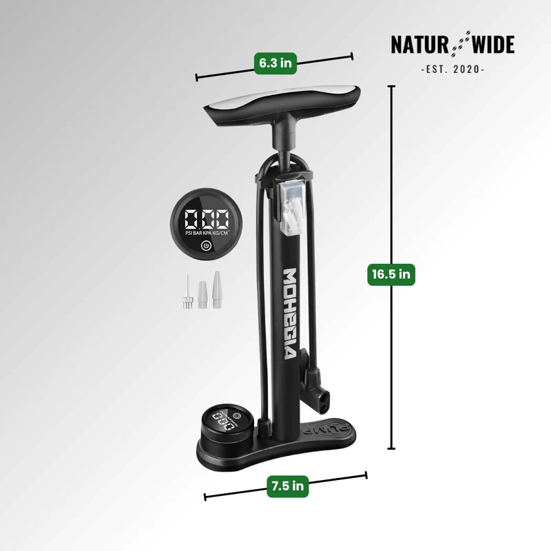 160PSI Portable Bike Pump with Gauge & 3-in-1 Nozzle