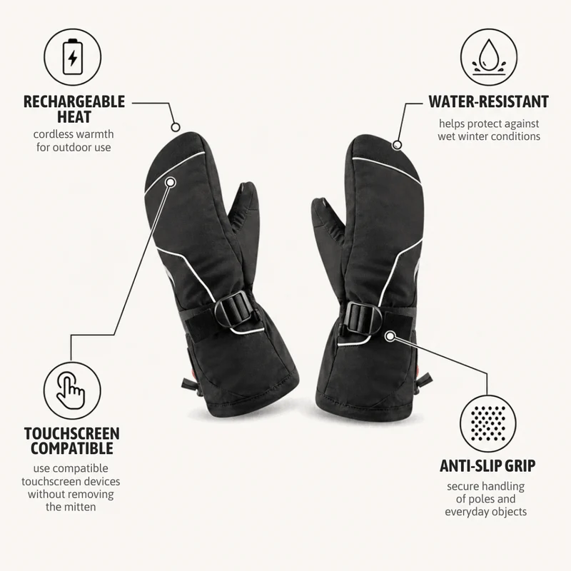 Rechargeable Waterproof Electric Heated Winter Mittens