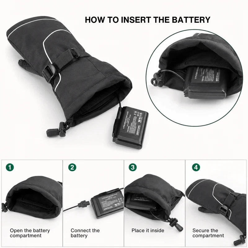Rechargeable Waterproof Electric Heated Winter Mittens