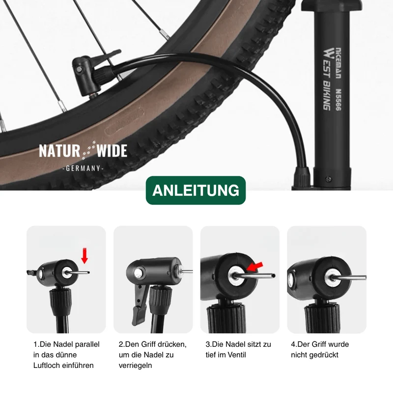 Manuelle Standfahrradpumpe & Aufblasgerät 5,5 bar