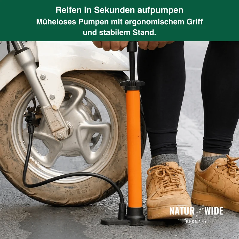 11 bar Tragbare Pumpe mit Manometer & 3-in-1-Ventilaufsatz