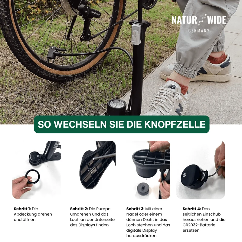 11 bar Tragbare Pumpe mit Manometer & 3-in-1-Ventilaufsatz