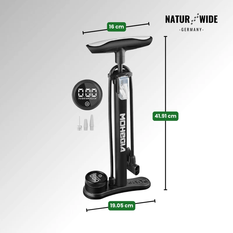 11 bar Tragbare Pumpe mit Manometer & 3-in-1-Ventilaufsatz
