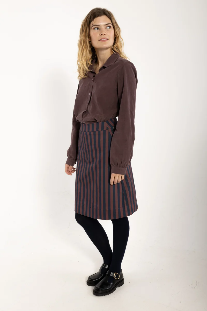 Danebrighton Stretch Canvas Skirt Grey Plum/Dark Navy