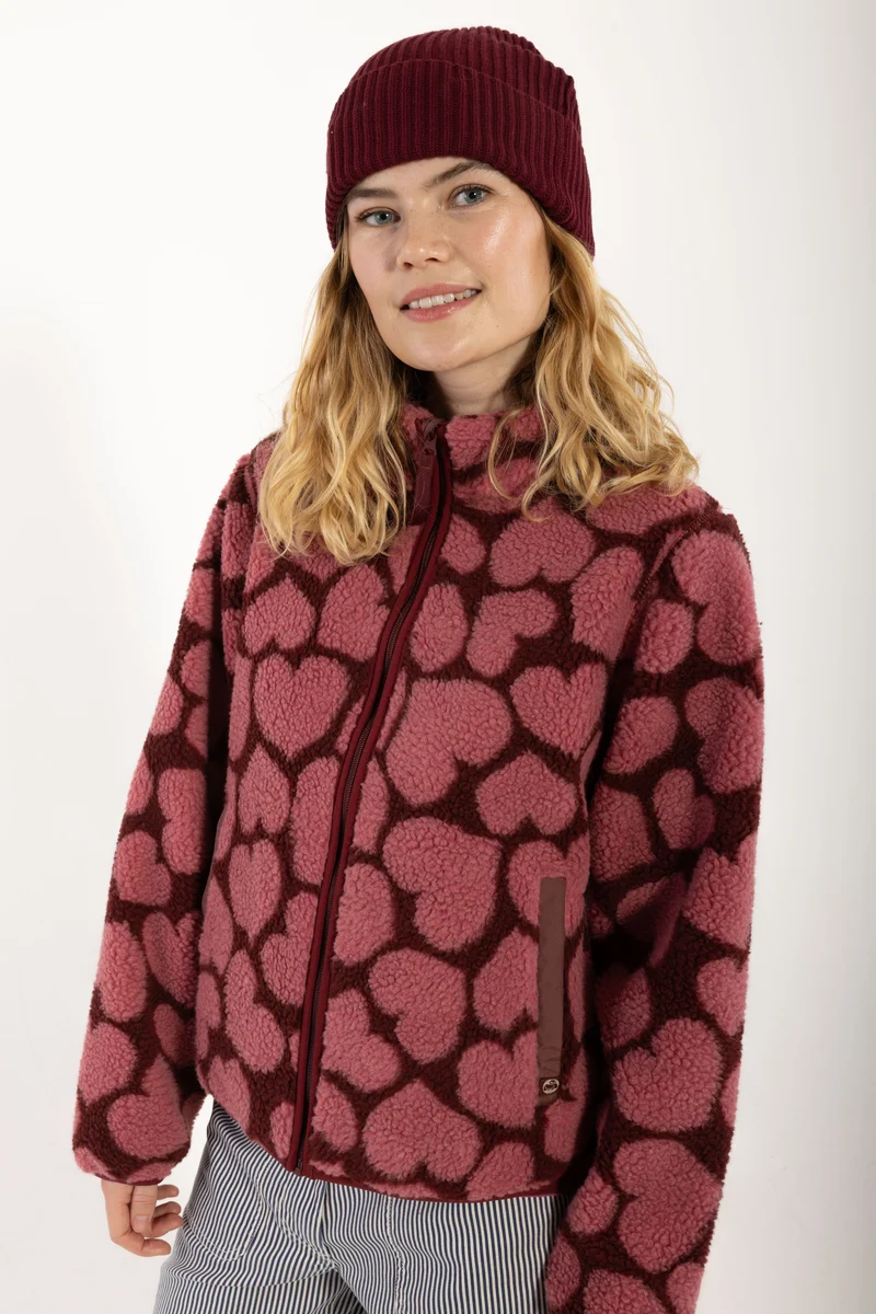 Danelabrador Fleece Zip-Up Dark Cherry HEARTTHROB