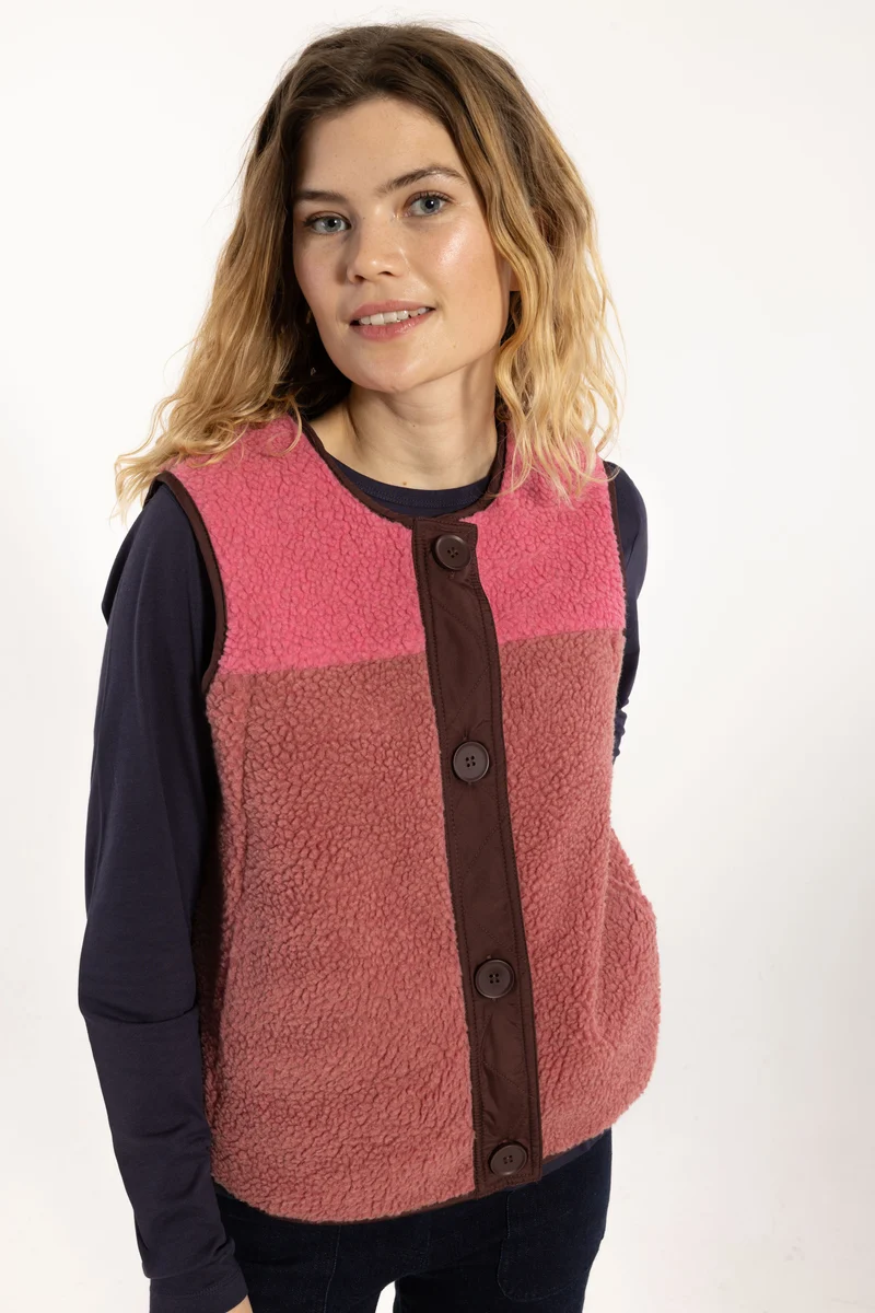 Daneteckel Fleece Vest Berry Compote/Light Beige/Dark Navy