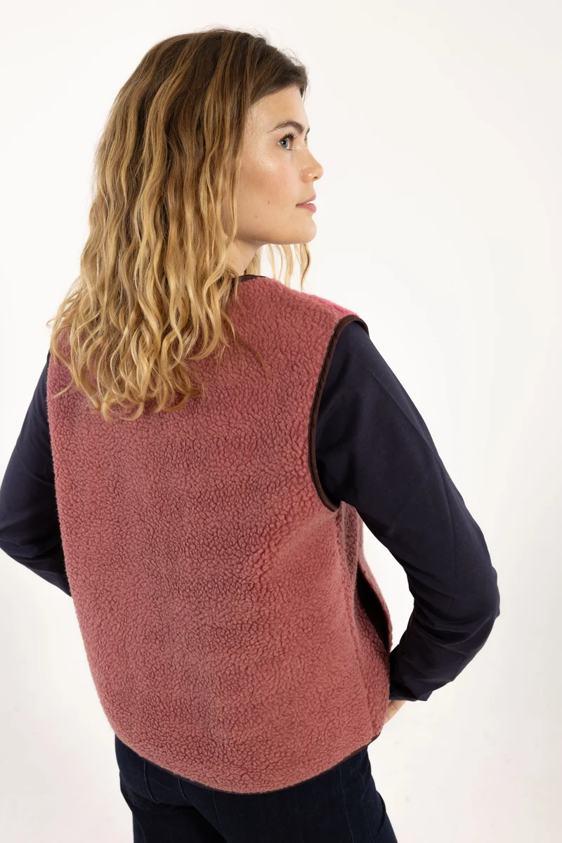 Daneteckel Fleece Vest Berry Compote/Light Beige/Dark Navy