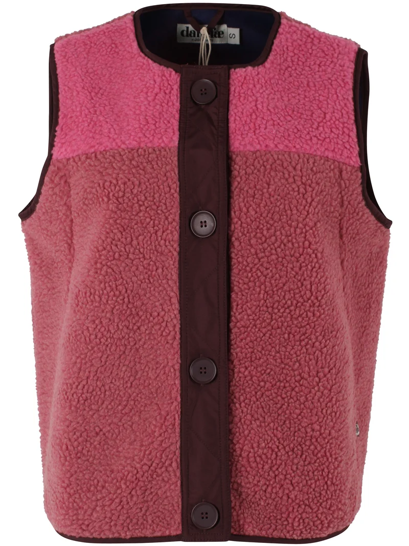 Daneteckel Fleece Vest Berry Compote/Light Beige/Dark Navy