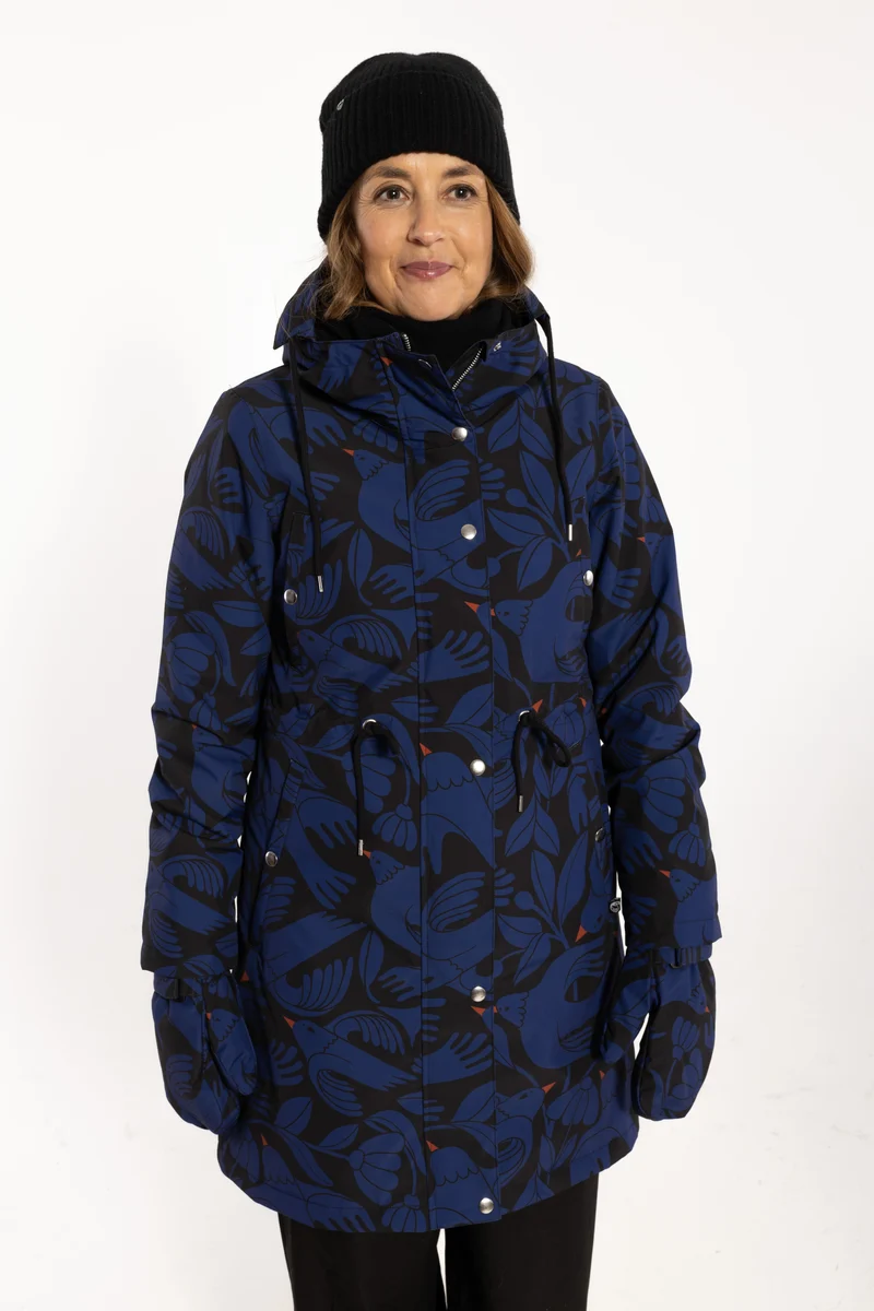 Danenora AOP Winter Parka Black/Deep Blue BIRDIEUP