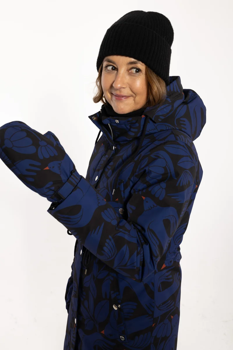 Danenora AOP Winter Parka Black/Deep Blue BIRDIEUP