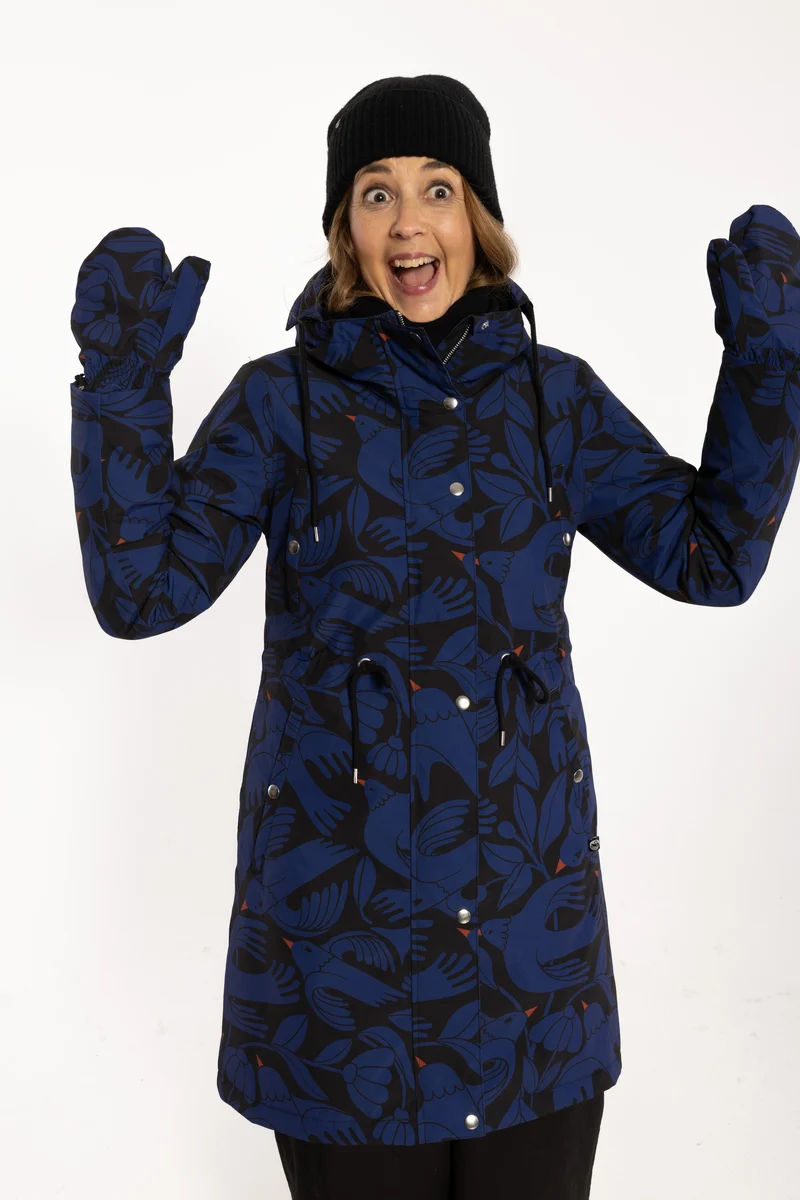 Danenora AOP Winter Parka Black/Deep Blue BIRDIEUP