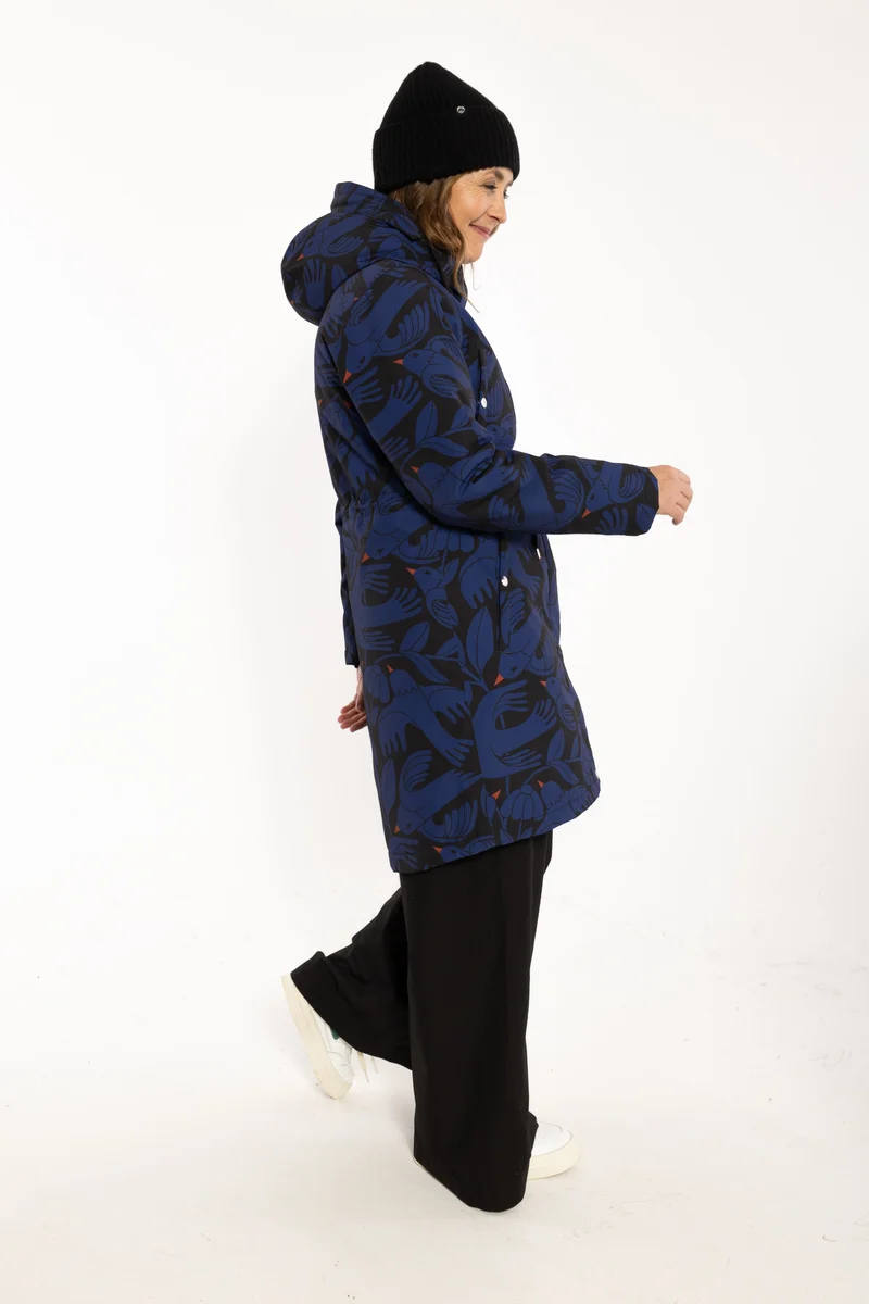 Danenora AOP Winter Parka Black/Deep Blue BIRDIEUP