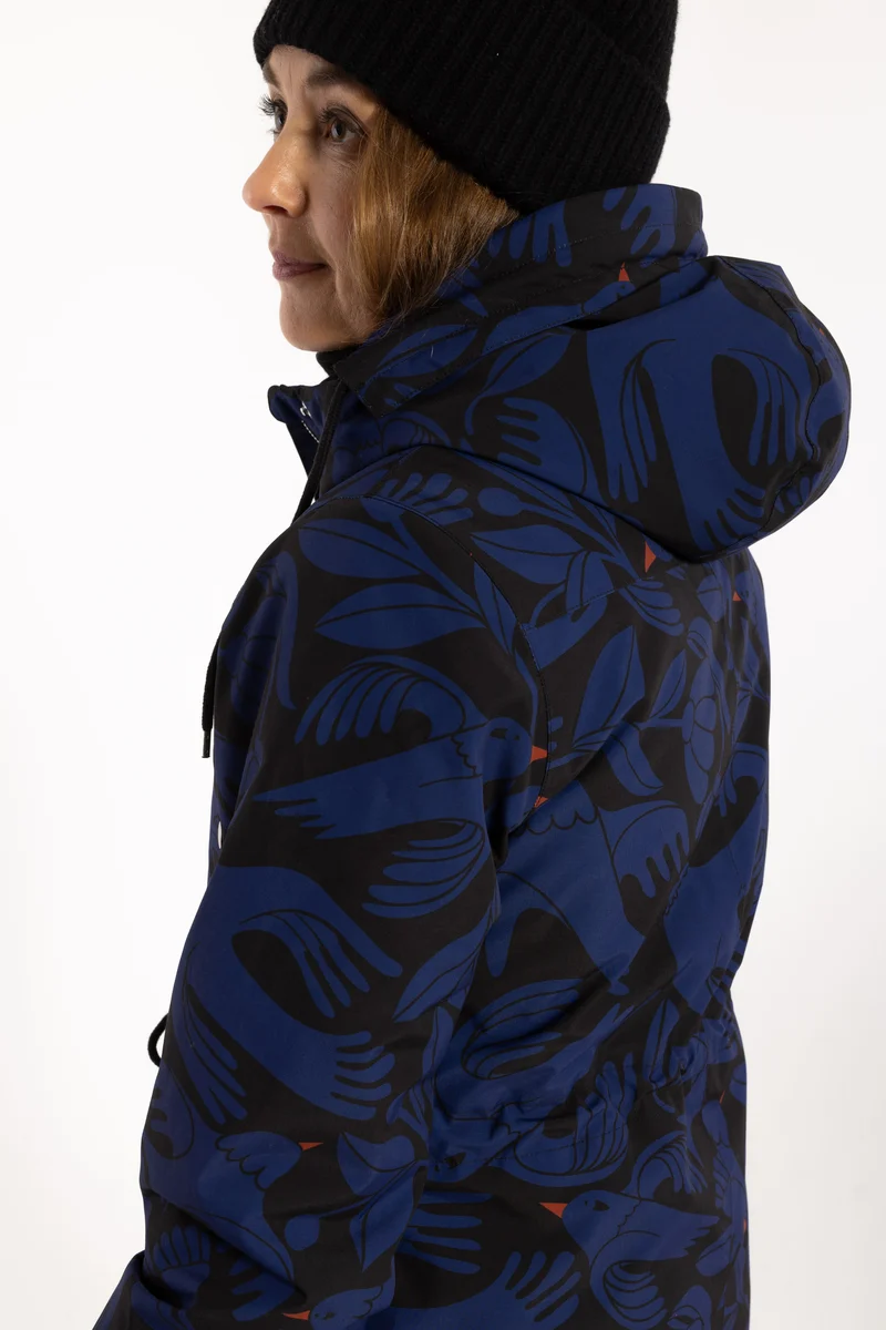 Danenora AOP Winter Parka Black/Deep Blue BIRDIEUP