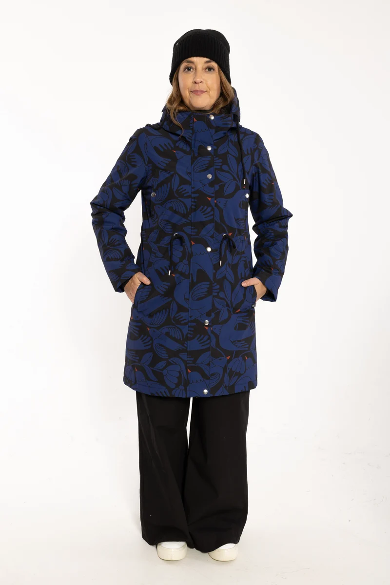 Danenora AOP Winter Parka Black/Deep Blue BIRDIEUP