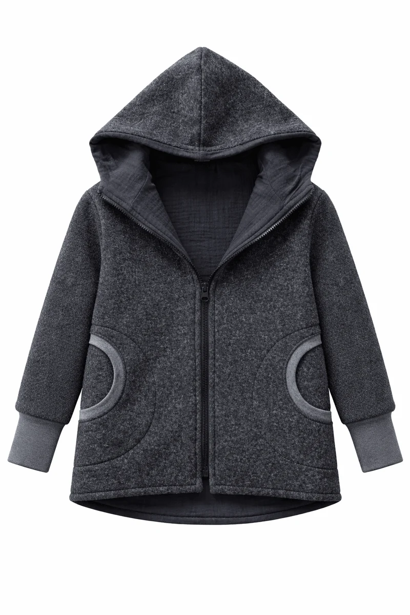 Merinofleece Jacke Kinder Kletterkind Anthrazit