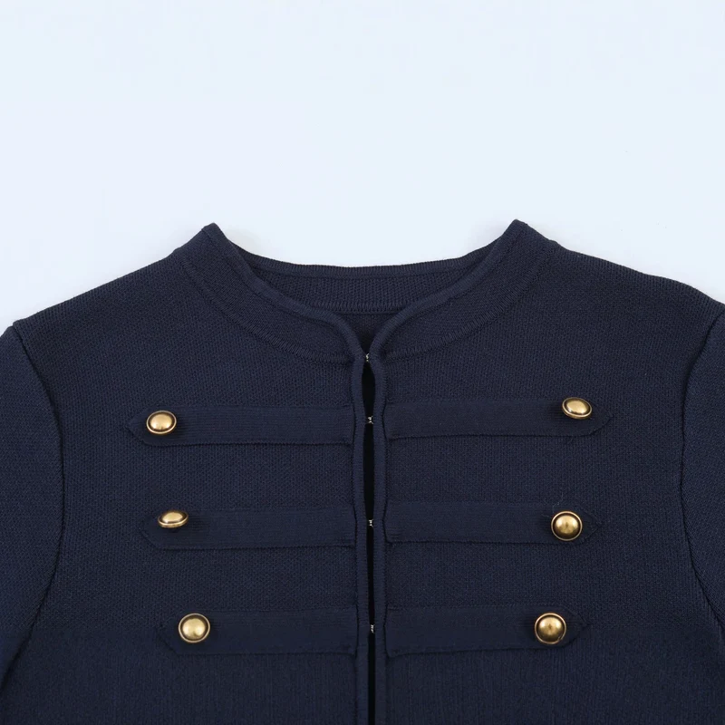 Damen Militärisch inspirierte Kurzjacke mit goldener Zierknopfleiste Drune