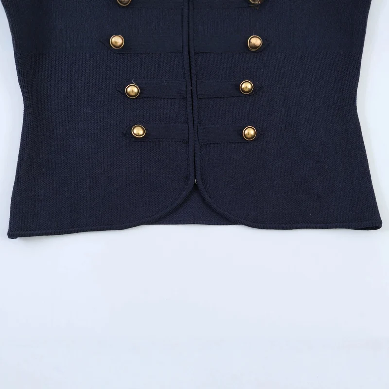 Damen Militärisch inspirierte Kurzjacke mit goldener Zierknopfleiste Drune