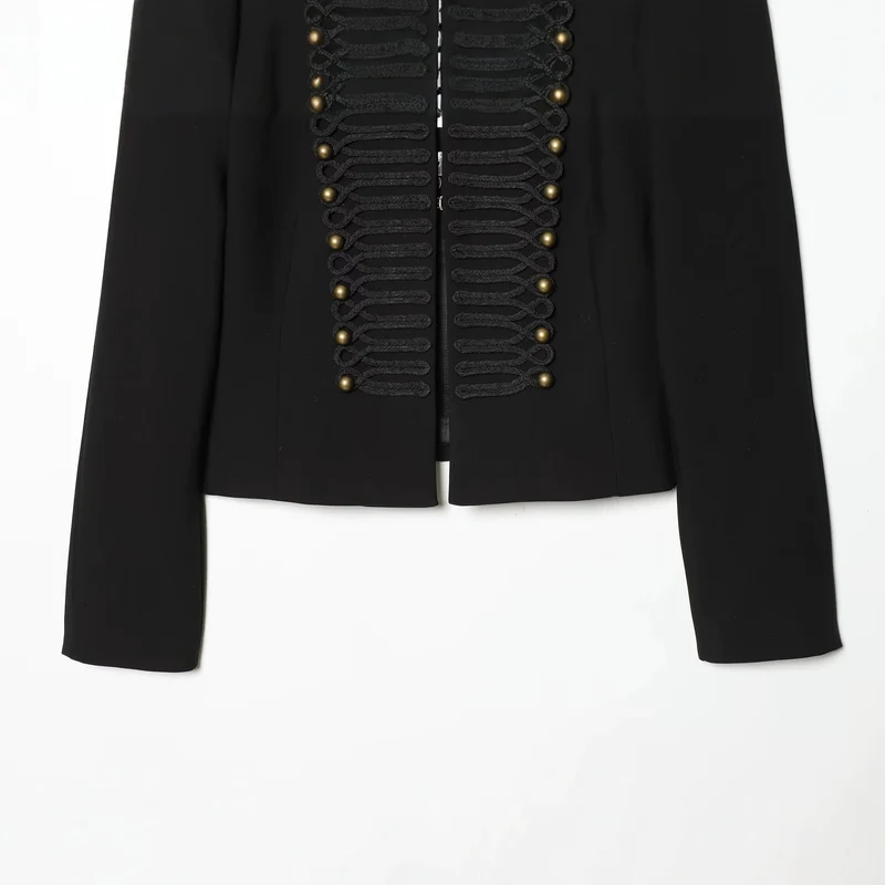 Damen Militärisch-inspirierte Cropped-Jacke mit Stehkragen und Zierkordeln Drune