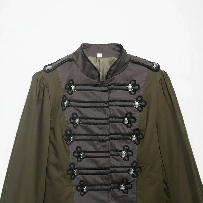 Damen Militärinspirierte Kurzjacke mit Zierkordeln, Stehkragen und Epauletten Drune