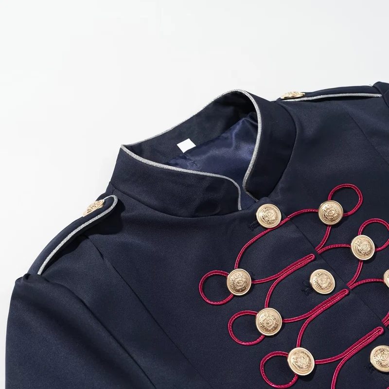 Damen Militärblazer mit Stehkragen, goldener Zierknopfreihe und Kordelbesatz Drune