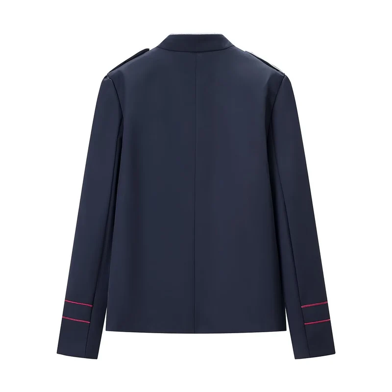 Damen Militärblazer mit Stehkragen, goldener Zierknopfreihe und Kordelbesatz Drune