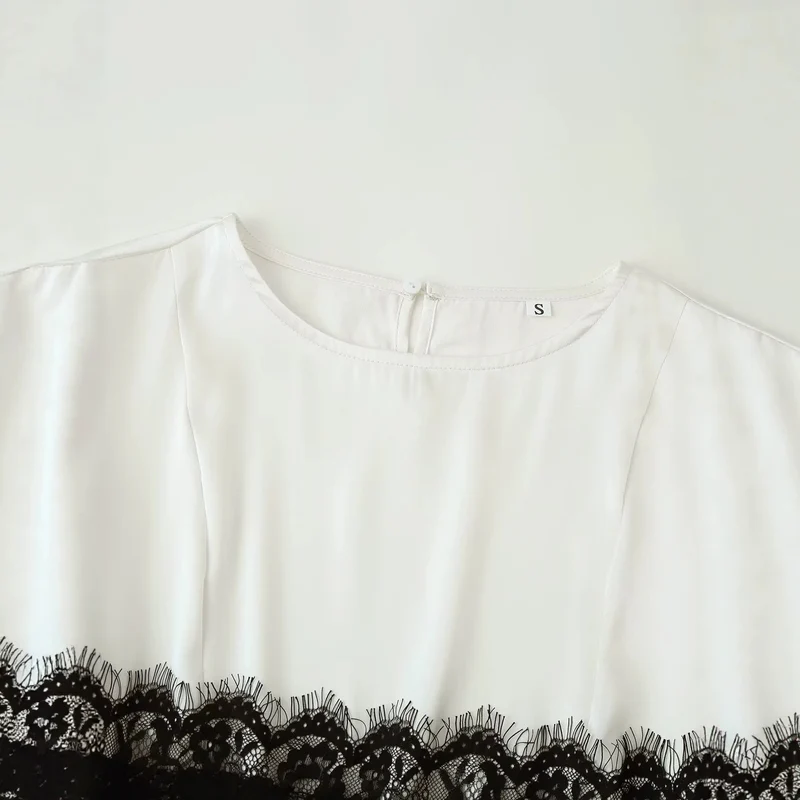 Damen Midikleid mit asymmetrischer Spitzenapplikation und langen Glockenärmeln Drune