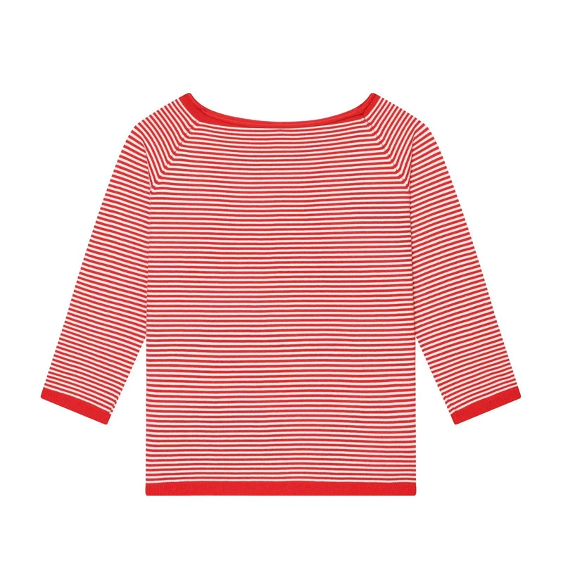 Damen Maritimes Ringel-Boatneck-Shirt mit dreiviertelärmeln Drune