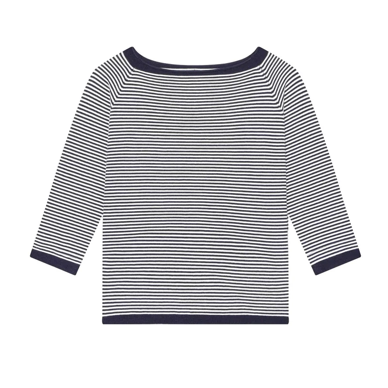 Damen Maritimes Ringel-Boatneck-Shirt mit dreiviertelärmeln Drune
