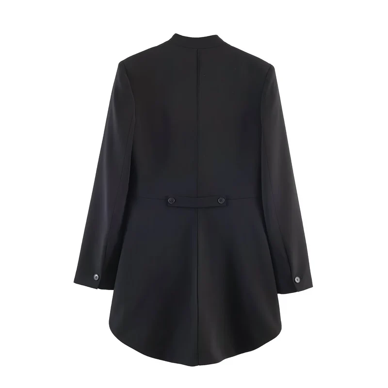 Damen Longline-Blazer mit Vokuhila-Saum und kragenlosem Schnitt Drune