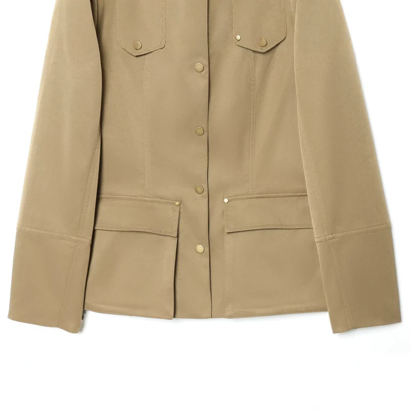 Damen Leichte Utility-Jacke mit Stehkragen, Schulterklappen und aufgesetzten Pattentaschen Drune