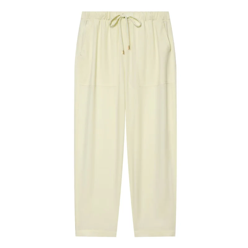 Damen Leichte Relaxed-Cropped-Loungehose mit Gummibund und Eingrifftaschen Drune