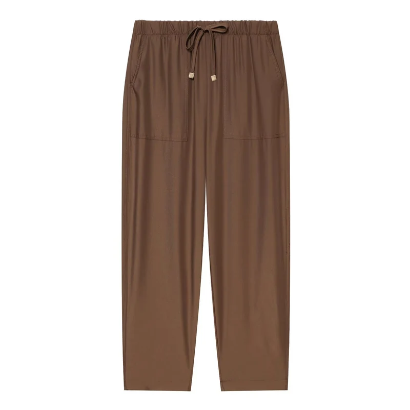 Damen Leichte Relaxed-Cropped-Loungehose mit Gummibund und Eingrifftaschen Drune