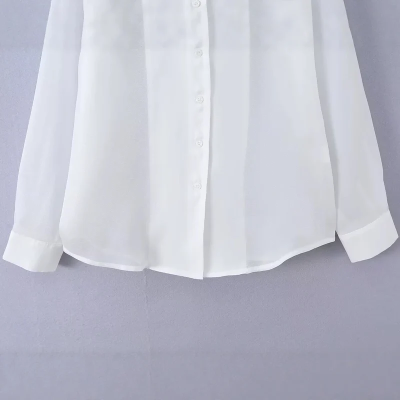 Damen Leichte Chiffon-Hemdbluse mit Oversize-Schnitt und Manschetten Drune