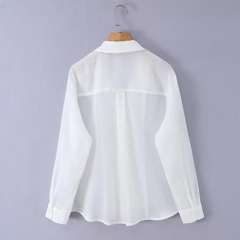 Damen Leichte Chiffon-Hemdbluse mit Oversize-Schnitt und Manschetten Drune