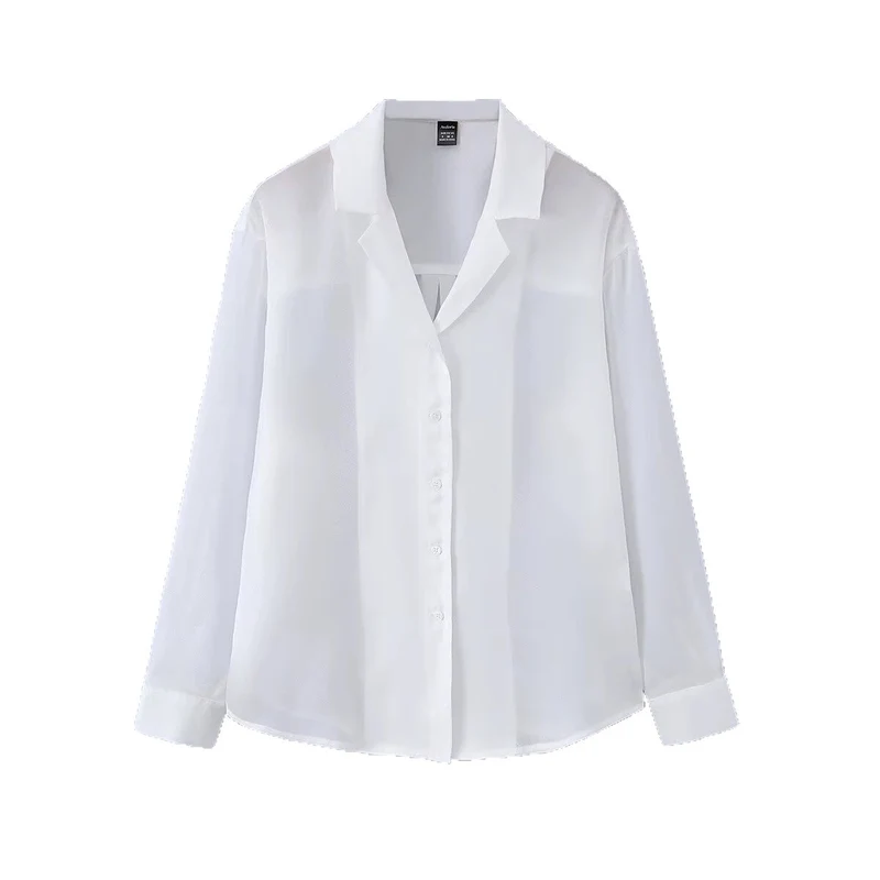 Damen Leichte Chiffon-Hemdbluse mit Oversize-Schnitt und Manschetten Drune