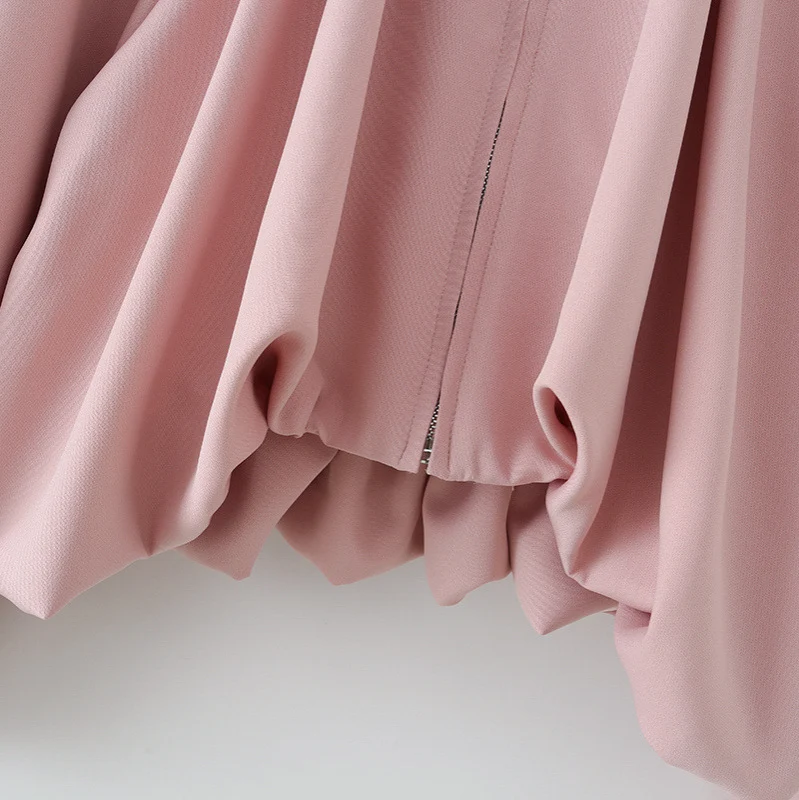 Damen Kurzjacke mit Kräusel-Volants, weitem Ärmel und Reißverschluss Drune