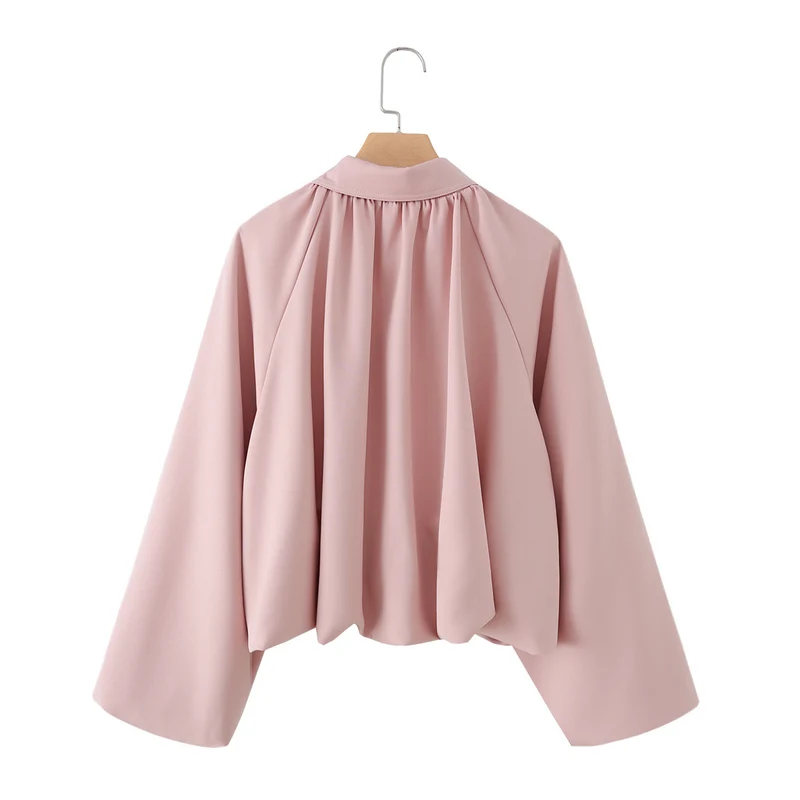 Damen Kurzjacke mit Kräusel-Volants, weitem Ärmel und Reißverschluss Drune