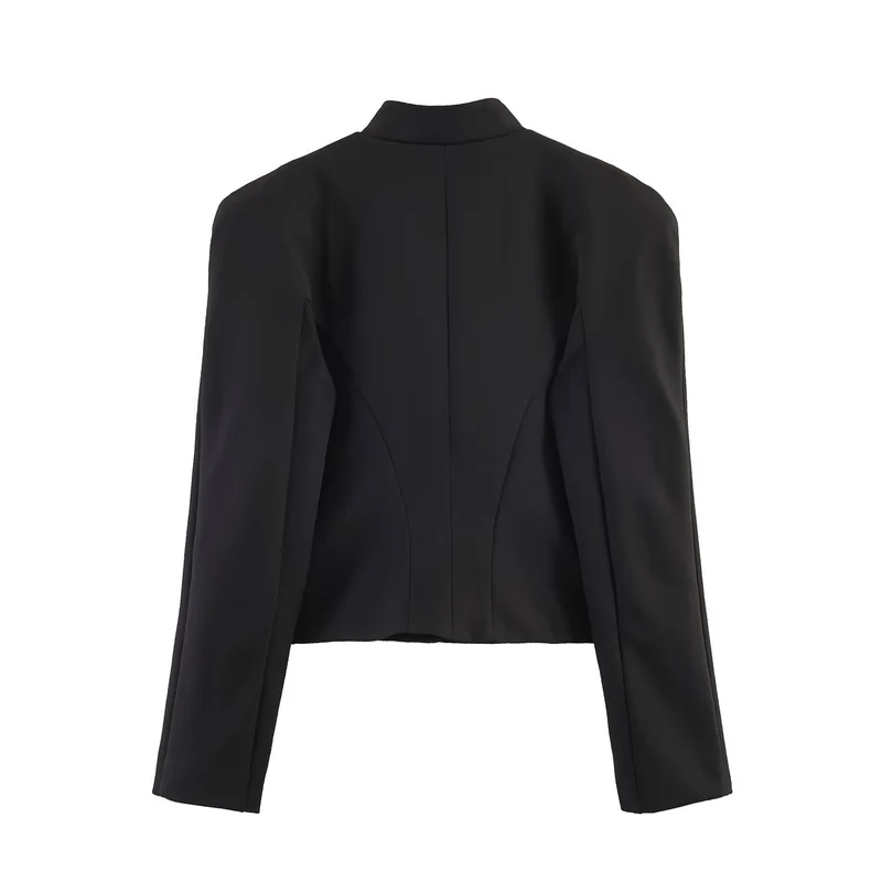 Damen Kurzgeschnittener militärinspirierter Blazer mit Stehkragen und Zierkordel-Front Drune