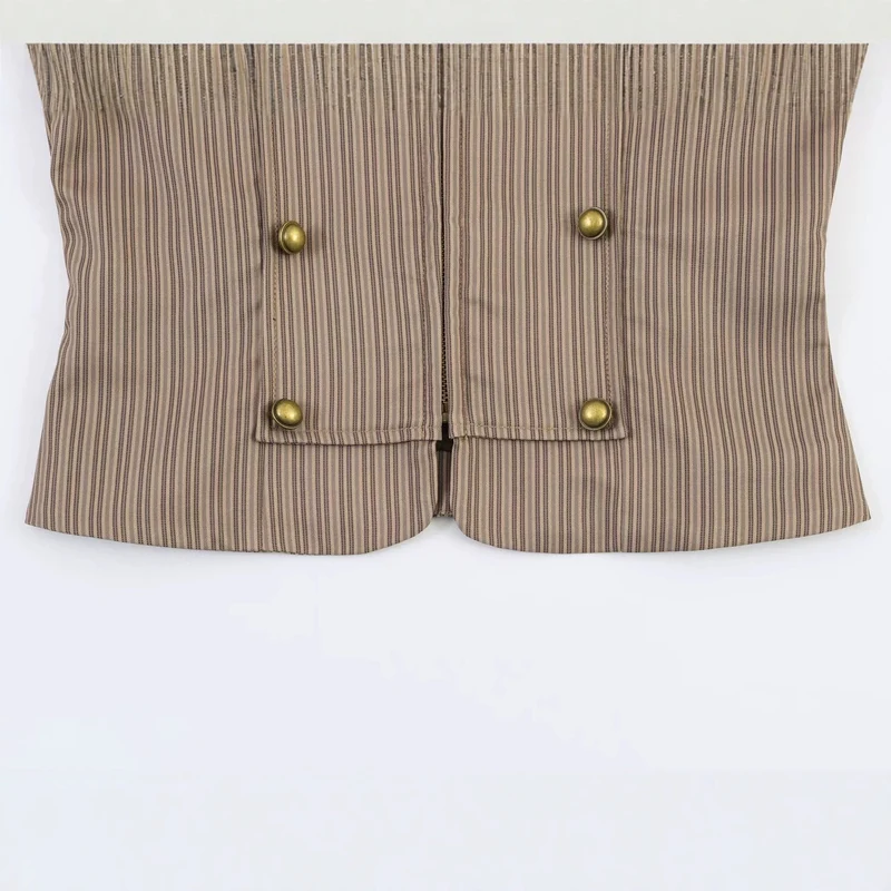 Damen Kurzgeschnittene militärinspirierte Jacke mit Stehkragen und doppelter Zierknopfreihe Drune