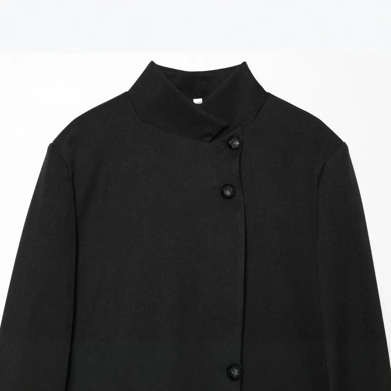 Damen Kurzer Blazer mit Stehkragen, verdeckter Knopfleiste und taillierter Silhouette Drune