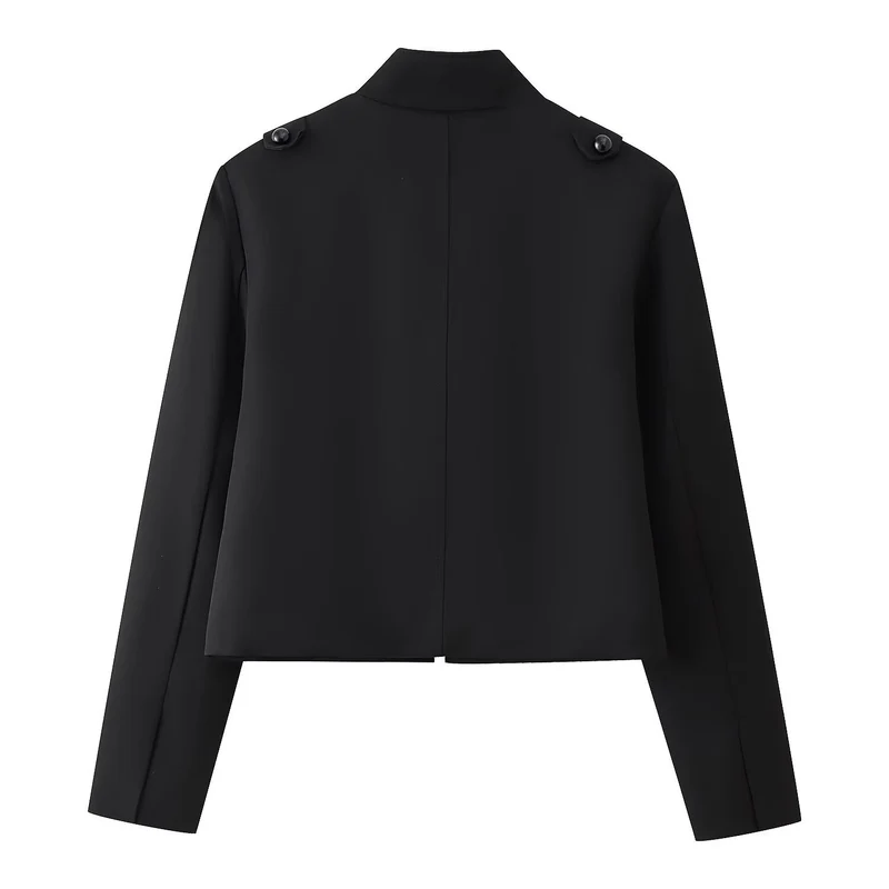 Damen Kurze uniforminspirierte Jacke mit Stehkragen und dekorativen Kordel‑Applikationen Drune